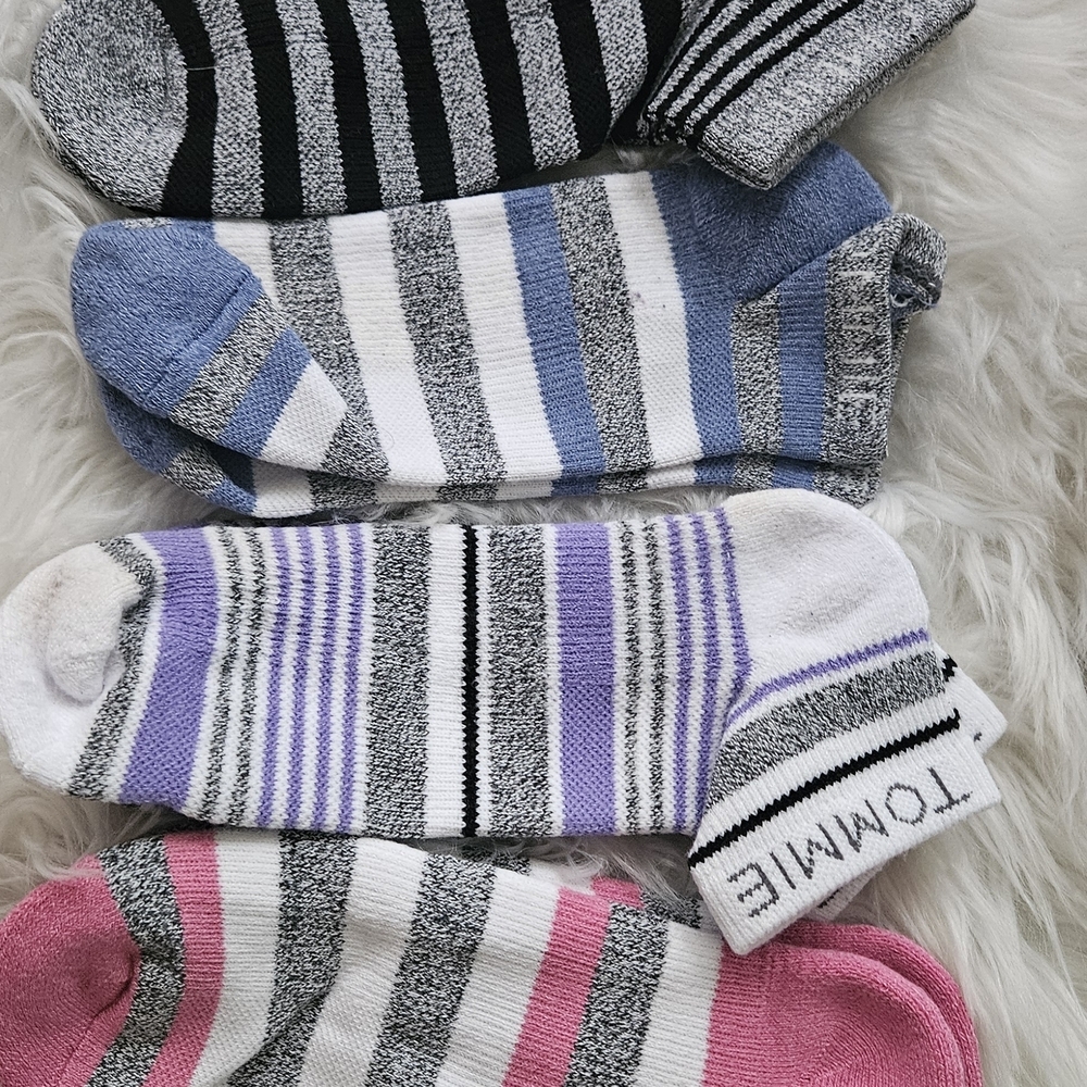 Tommy Coiper Woman Compression Casual Striped Socks - Black, Blue, Purple, Pink